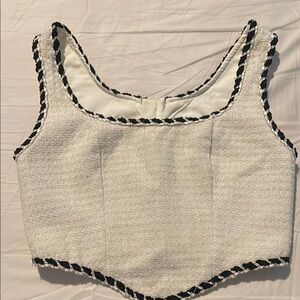 Elegant Cream Tweed Women's Top